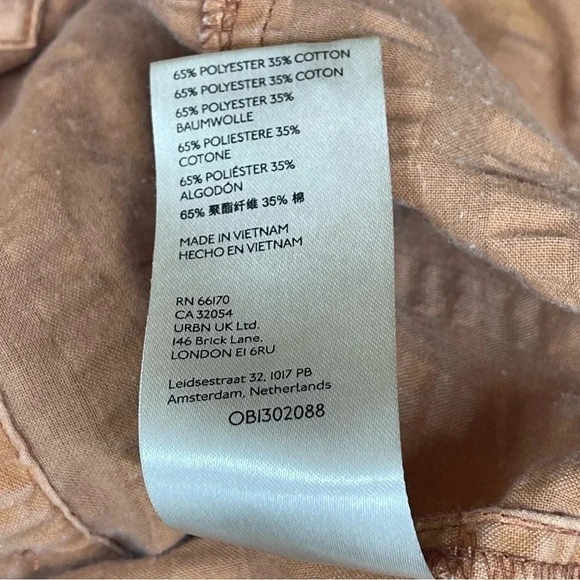 Anthropologie Pilcro tunic coverup. Orange/beige seersucker. Split hem. Sz XS. - Picture 6 of 6